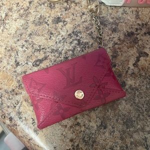 Pink keychain card holder